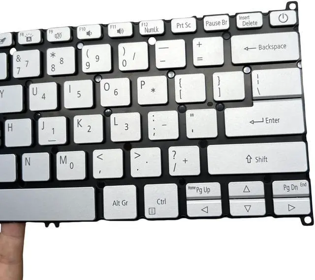 Alt view image 5 of 5 - YIJIATech Laptop Keyboard Compatible for Swift 5 SF514-52 SF514-52T SF514-54G SF514-54T SF515-51T with Backlit US Layout Power Button (Silvery)