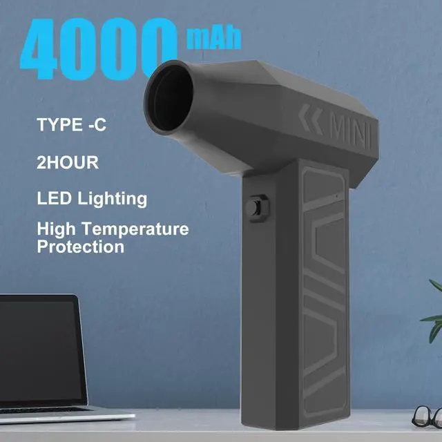 Alt view image 5 of 5 - Electric Air Duster, Compressed Air Duster-105000RPM Super Power Cordless Air Duster, Powerful Rechargeable Durable Air Blower with 4-Gear Dust Blower for Computer, Keyboard, Outdoor, House and Car
