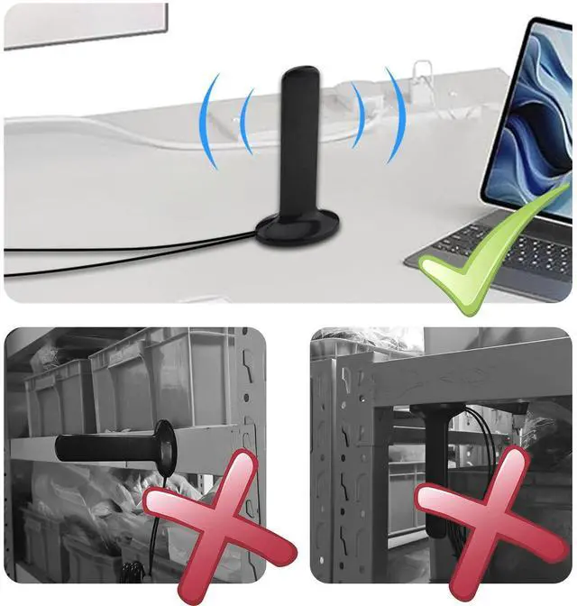 Alt view image 4 of 5 - YOTENKO 2X2 MIMO 3G/4G/LTE/5G Universal Wide Band Antenna 12dBi Dual SMA Male Connectors Cable(2M/6.56FT) Weak Magnetic Base 700-5900MHz Omni-Directional Paddle Antenna