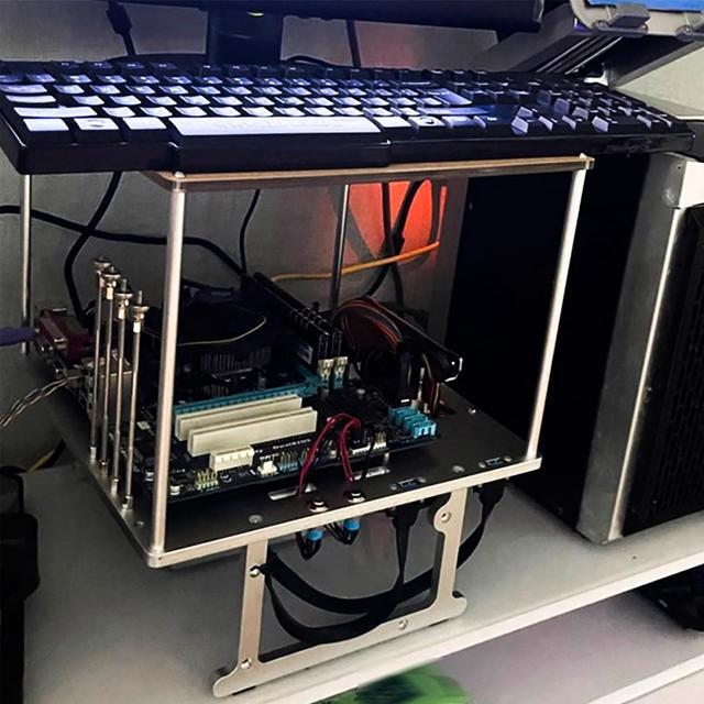 Alt view image 3 of 5 - Open Air Frame Computer Case PC Test Bench Aluminum Computer Cases Shell, Support Installation of Water Cooling Devices Compatible with ITX/MATX/ATX Motherboards(ATX Motherboard)