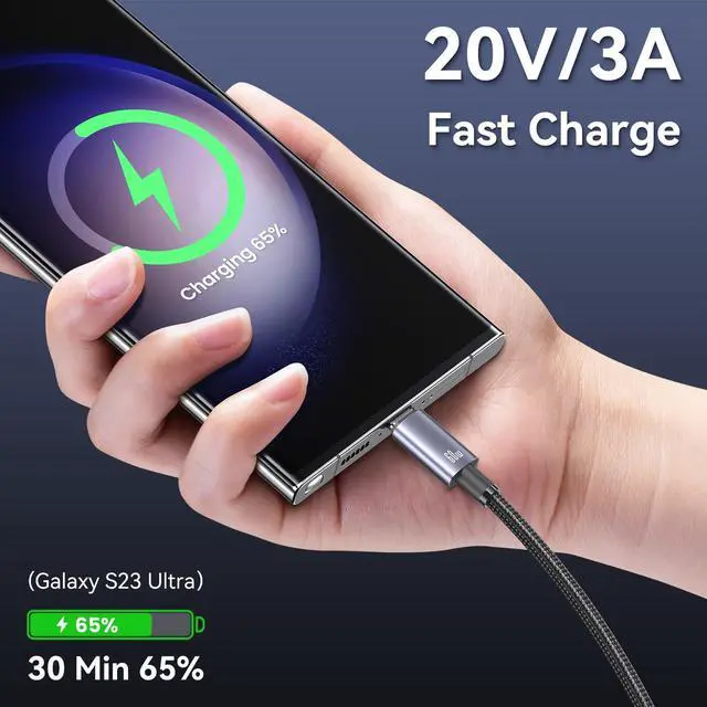 Alt view image 4 of 5 - USAMS 2-in-1 USB C 72W Fast Charging Cable+4FT PD 60W USB C Multi Fast Charging Cable Compatible with Laptop/Tablet/Phone