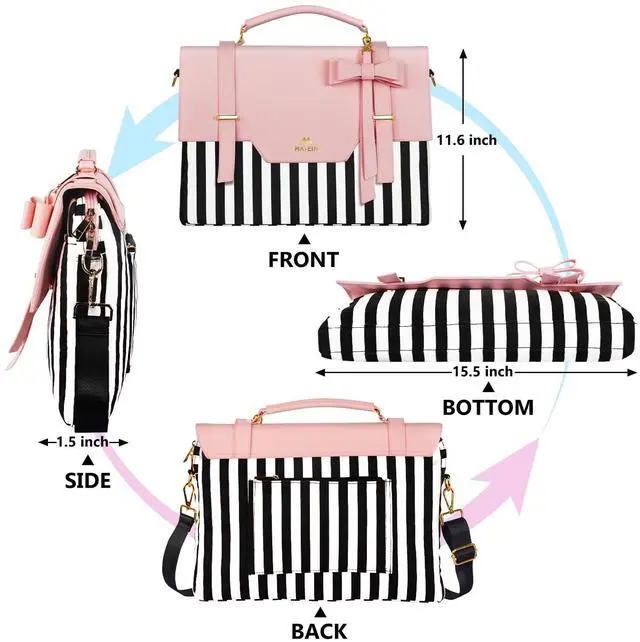 Alt view image 5 of 5 - MATEIN Laptop Bag for Women, 15.6 inch Slim Computer Briefcase Sleeve Case, Lightweight Cute Girly Messenger Shoulder Carrying Work Tote Bag with Rfid Pocket, Sister Gifts for School Girl Office, Pink