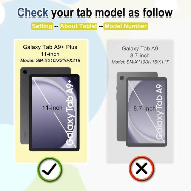 Alt view image 2 of 5 - YRH for Galaxy Tab A9 Plus Case Kids 11-inch 2023, EVA Shockproof Cover for Samsung A9+ Plus Tablet Case, with Stand Handle Figures,Darkblue