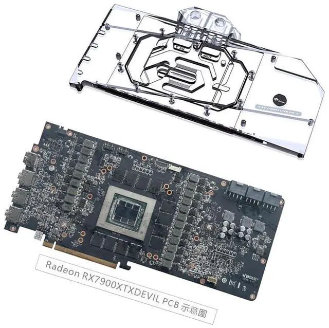 Alt view image 3 of 5 - Copper GPU Water Cooling Block GPU Waterblock Graphics Card Water Cooling Block for PowerColor Red Devil RX 7900 XTX 24GB