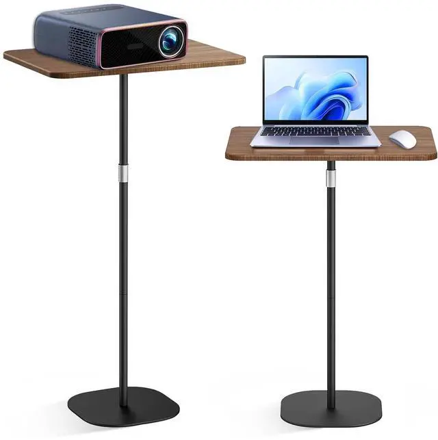 Main image of Yuehuamech Laptop Floor Stand, 3 Height Adjustable Mobile Standing Desk, Projector Stand, Metal Base, Teacher Podium Standing Laptop Stand for Home, Office, Classroom