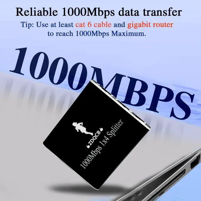 Alt view image 3 of 5 - ZDQCB Ethernet Splitter 1 to 4, RJ45 Splitter Adapter, High Speed Internet & Ethernet Switch for Cat5, Cat5e, Cat6, Cat7 Cable (1 to 4, 1000Mbps)