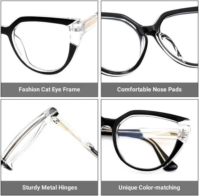 Alt view image 3 of 5 - Zeelool Stylish Oversized Cat Eye Blue Light Blocking Glasses for Women Joyce ZJGT550502-03 Black