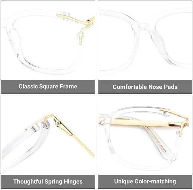 Alt view image 4 of 5 - Zeelool Square Glasses Frames for Women Transparent Non Prescription Eyeglasses Chic Designer Full Eyewear Glasses JGT261246-05