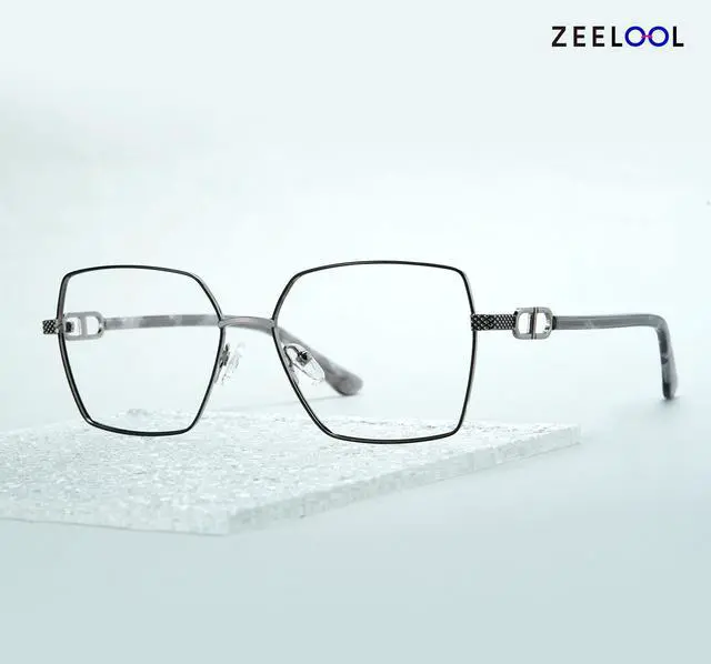 Alt view image 5 of 5 - Zeelool Blue Light Blocking Glasses for Women, Metal Fashion Glasses Frame Eyeglasses with Non-prescription Clear Lenses ZJGM374867-01B