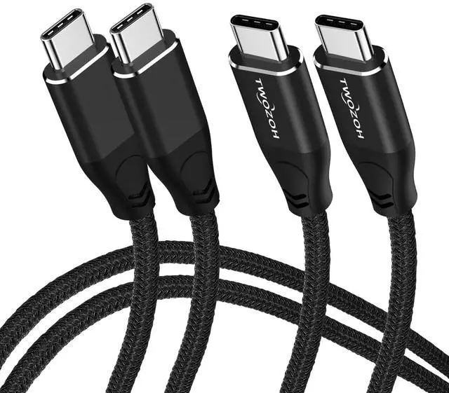 Main image of Twozoh USB C to USB C 3.2 Gen 2 Cable 20Gbps Data Transfer 100W PD Fast Charging 4K Video Output Monitor Cord (10FT, Black) 2-Pack