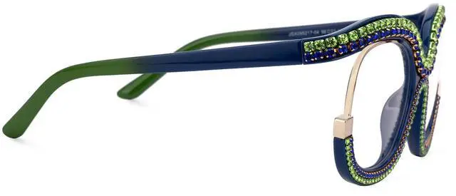 Alt view image 5 of 5 - Zeelool Stylish Square Glasses Diamond-Encrusted Glasses Blue Light Blocking Glasses Anti Eyestrain Glasses Oversized ZJGX095217 Black-Green