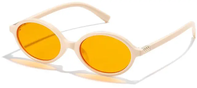 Alt view image 2 of 5 - ZIHVEUC Oval Amber Blue Light Blocking Glasses Orange Lens for Better Sleep,Computer Eye Strain Men Women Gaming Glasses(Beige)