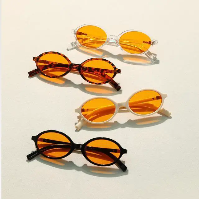 Alt view image 3 of 5 - ZIHVEUC Oval Amber Blue Light Blocking Glasses Orange Lens for Better Sleep,Computer Eye Strain Men Women Gaming Glasses(Beige)