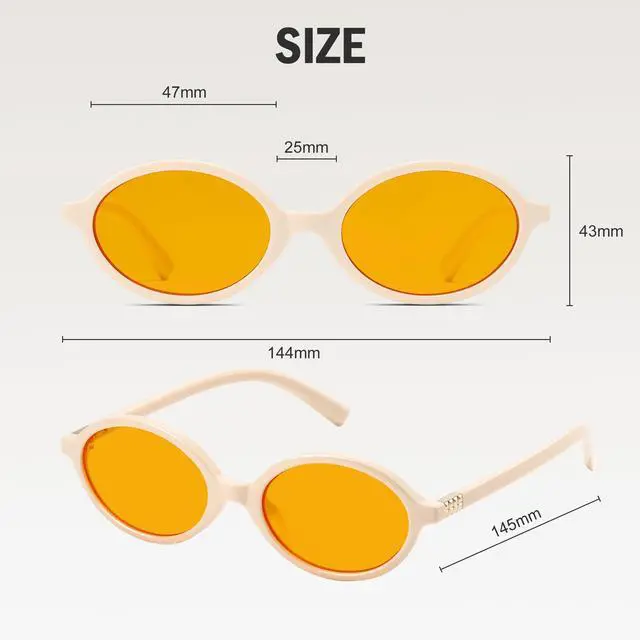 Alt view image 5 of 5 - ZIHVEUC Oval Amber Blue Light Blocking Glasses Orange Lens for Better Sleep,Computer Eye Strain Men Women Gaming Glasses(Beige)
