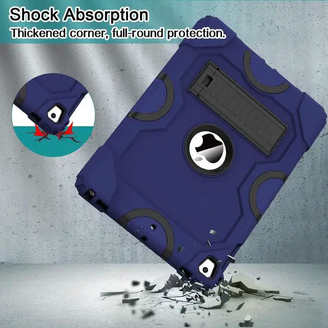 Alt view image 4 of 5 - ZoneFoker Heavy Duty Shockproof Rugged Protective Case for iPad 9.7 Inch, Compatible with iPad 6th/5th Gen (2018/2017), iPad Air 2 / 1st Gen, iPad Pro 9.7 (2016), Navy Blue