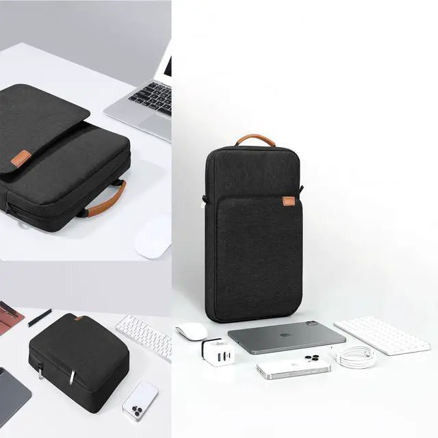 Alt view image 4 of 5 - ZMEIKJ 9-13 Inch Tablet Sleeve iPad Bag Satchel Messenger Sling Shoulder Bag for Men Travel Work with Handle Removable Shoulder Strap Carrying Case for Fire Laptop Kindle Surface Samsung Black