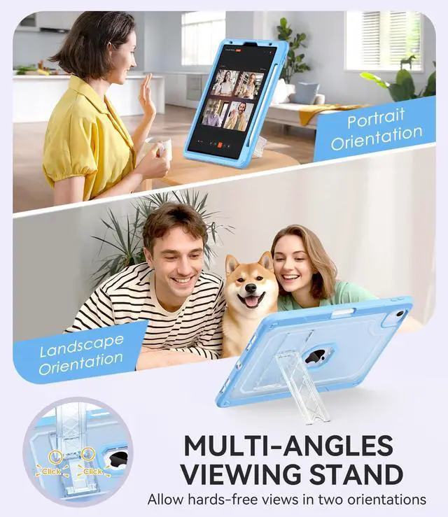 Alt view image 3 of 5 - ZoneFoker Case for iPad Air 5th/ 4th Generation Case (2022/2020) 10.9'', for iPad Pro 11 Inch (4th/3rd/2nd/1st Gen), Hard Sturdy Slim Cover for iPad Air 5 4 th with Pencil Holder/Stand, Sky Blue