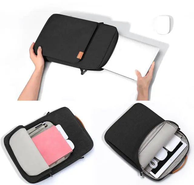 Alt view image 5 of 5 - ZMEIKJ 9-13 Inch Tablet Sleeve iPad Bag Satchel Messenger Sling Shoulder Bag for Men Travel Work with Handle Removable Shoulder Strap Carrying Case for Fire Laptop Kindle Surface Samsung Black