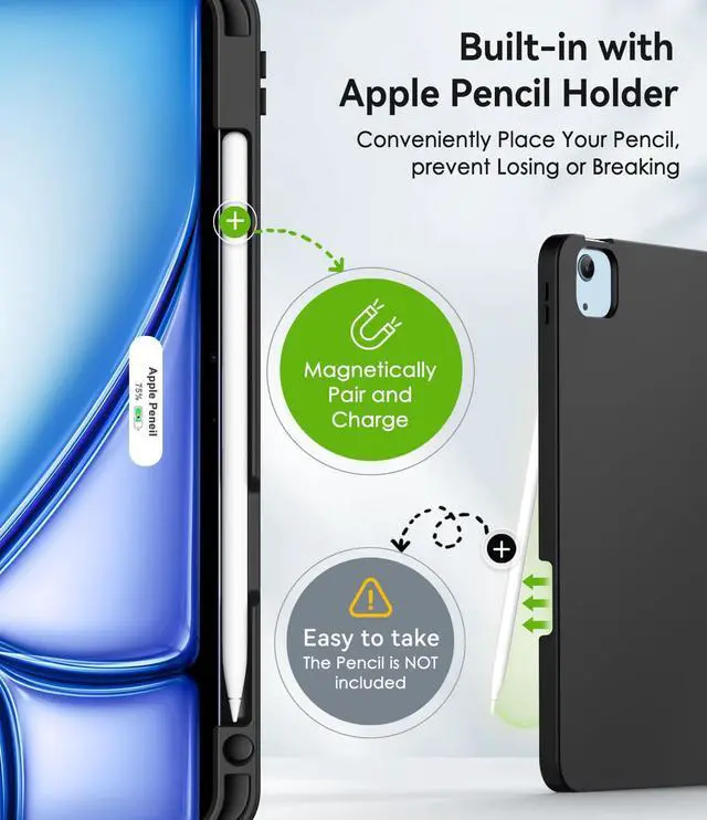 Alt view image 4 of 5 - ZoneFoker Case for iPad Air 11-inch M3/ M2 (2025/2024), iPad Air 5th/ 4th Generation 10.9'' (2022/2020), iPad Pro 11 (4th/3rd/2nd/1st Gen), Multi-Angle Stand Cover with Pencil Holder, Navy Blue