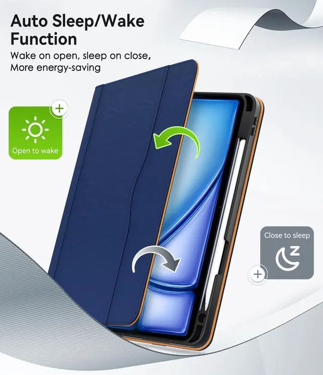 Alt view image 5 of 5 - ZoneFoker Case for iPad Air 11-inch M3/ M2 (2025/2024), iPad Air 5th/ 4th Generation 10.9'' (2022/2020), iPad Pro 11 (4th/3rd/2nd/1st Gen), Multi-Angle Stand Cover with Pencil Holder, Navy Blue