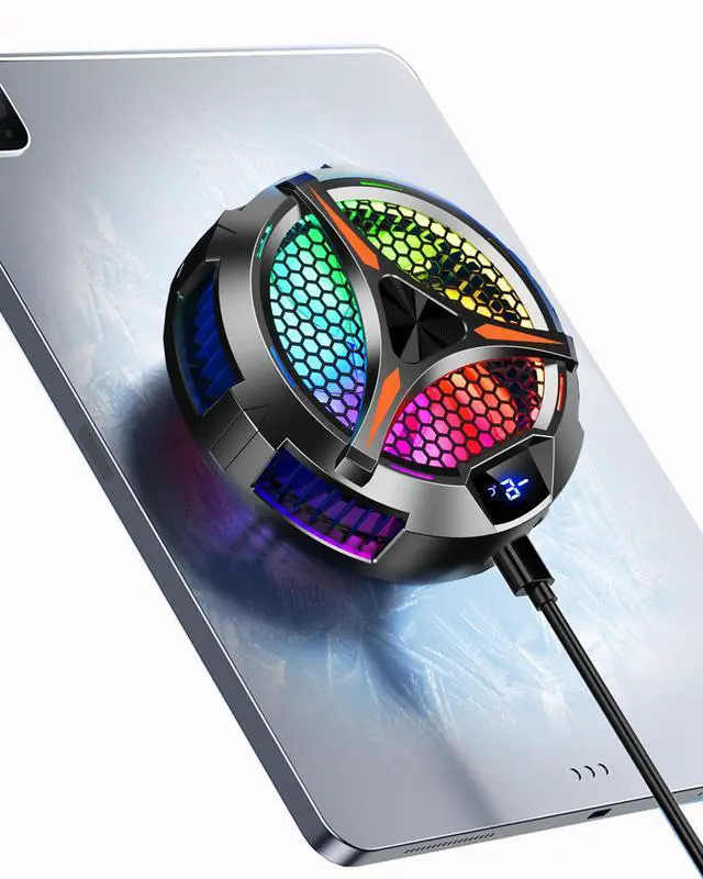 Main image of YANISM iPad Cooler,Magnetic Tablet Cooler for ipad/Surface pro/Samsung Tab/Steam Deck,Ipad Cooling Fan with Temperature Monitor LED Gaming Light for Mobile Gaming,Tiktok Live Streaming, Black