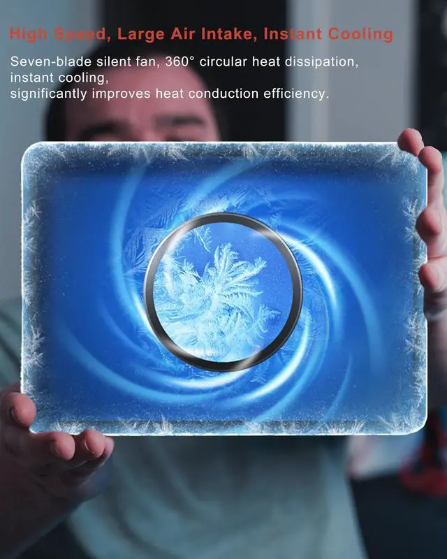 Alt view image 5 of 5 - YANISM iPad Cooler,Magnetic Tablet Cooler for ipad/Surface pro/Samsung Tab/Steam Deck,Ipad Cooling Fan with Temperature Monitor LED Gaming Light for Mobile Gaming,Tiktok Live Streaming, Black