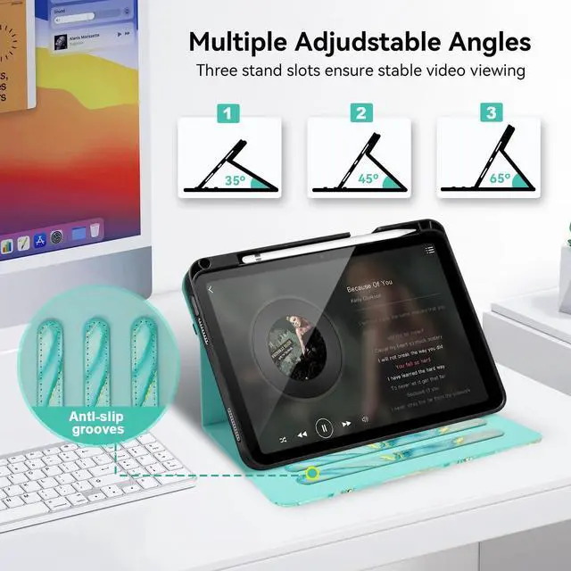 Alt view image 3 of 5 - Zonefoker Case for iPad 11 inch (A16) 2025, for 10th Generation 10.9'' 2022, Leather iPad 11th/10th Gen Protective Cover with Auto Sleep/Wake, Pencil Holder, Pocket Design for Women Men, Marble Green