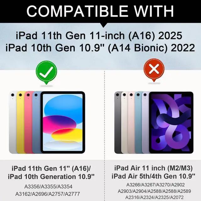 Alt view image 2 of 5 - Zonefoker Case for iPad 11 inch (A16) 2025, for 10th Generation 10.9'' 2022, Leather iPad 11th/10 th Gen Protective Cover with Stand, Auto Sleep/Wake, Pencil Holder, Pocket Desige, Marble Gray Blue