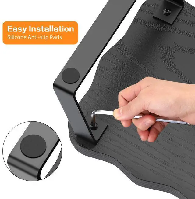 Alt view image 4 of 5 - ZORVIDSON Monitor Stand Riser, Wooden Computer Stand for Desk, Wood and Steel Multi-Purpose Desktop Storage Laptop Riser Desk Shelf for Computer, Laptop, PC, Printer, 15.75 x 9.45 x 3.94 Inch Length (