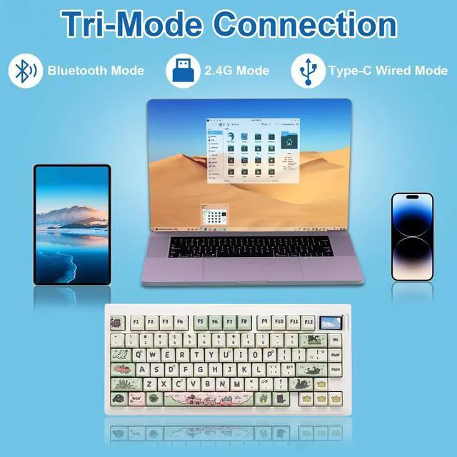 Alt view image 3 of 5 - ZUOYA GMK81 Mechanical Keyboard Kit with Sreen,75% Triple Mode BT5.0/Type-C/2.4GHz Wireless Keyboard Base RGB Programmable Gasket-Mounted Hot Swap PCB DIY Barebones Kit for Win/Mac