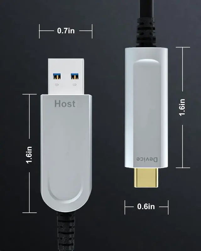 Alt view image 5 of 5 - DWLCWY Fiber Optic USB C Cable 50ft,10Gbps Active Optical USB 3.2 Gen2 High Speed Type C Cable,Compatible with Cameras,Webcams,Projectors,VR/AR,Printer