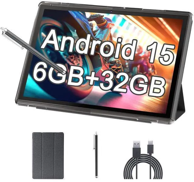 Main image of Tablet 10 Inch Android 14 Tablets With Case 6GB RAM+32GB ROM+1024GB Expand, 6000mah Battery Tableta, 2MP+8MP Dual Camera WiFi-6 10.1'' IPS HD Touch Screen, Android Tablet Incloud Case Stylus (Black)