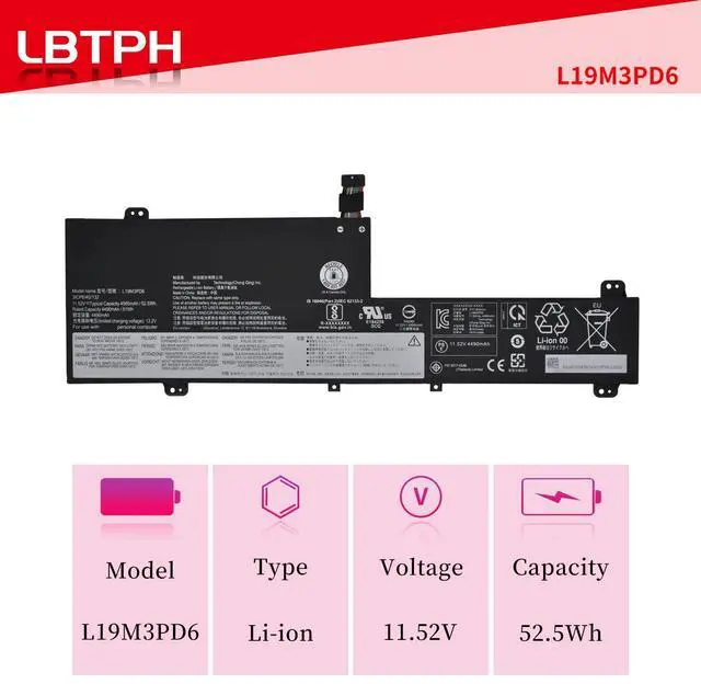 Alt view image 2 of 5 - LBTECH L19L3PD6 L19C3PD6 L19D3PD6 L19M3PD6 Battery for Lenovo Flex 5-15IIL05 5-14ARE05 82DF 81X2 5-14IIL05 Series Notebook 5B10X49077 5B10X49075 11.55V 52.5WH 4550mAh