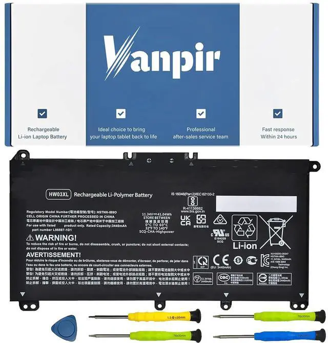 Main image of VANPIR HW03XL HSTNN-IB9O Laptop Battery Replacement for HP Pavilion 15-EG 15-EH 15-EG0XXX 15-EH0XXX 15-EG1025CL 15-EG1053CL 15-EG1073CL 15-EH1254NG Series HSTNN-IB90 HWO3XL HSTNN-LB8U