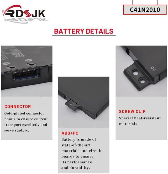 Alt view image 5 of 5 - C41N2010 Laptop Battery for ASUS ROG Strix G15 G513IC G513IH G513QC G513QE G17 G713QE G513IC-HN055T G513IH-HN086T G513QC-HF002T G513QE-HN010T G513QE-WH96 G713QE-RB74 Series 0B200-03890000 15.48V 56Wh