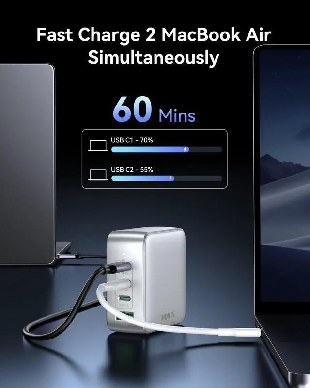 Alt view image 4 of 5 - 100W USB C Charger, 4-Port GaN Charger Block Charging Station, Foldable and Compact Fast Wall Charging Power Adapter for MacBook, iPad, iPhone Series, Galaxy S24/S23, Steam Deck, Google Pixelbook