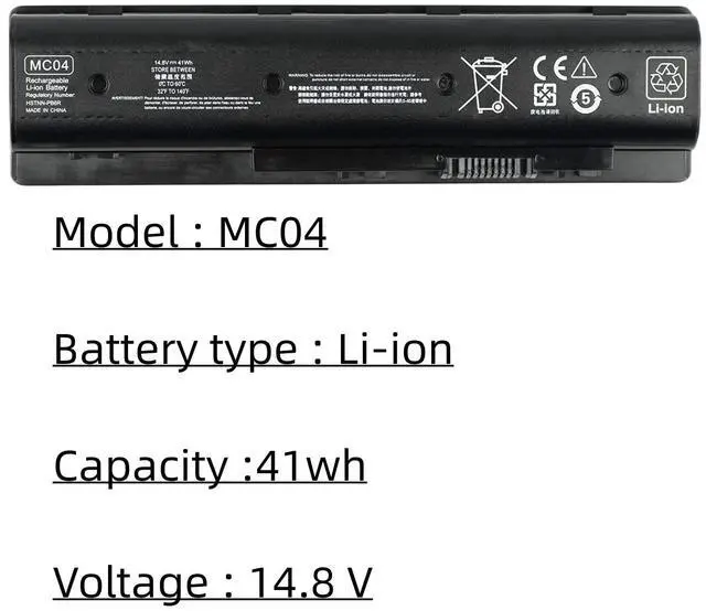 Alt view image 2 of 3 - Aluo MC04 14.8V 41WH Laptop Battery for HP Envy m7-n109dx m7-n011dx 17-r Series HSTNN-PB6R 805095-001 MC06