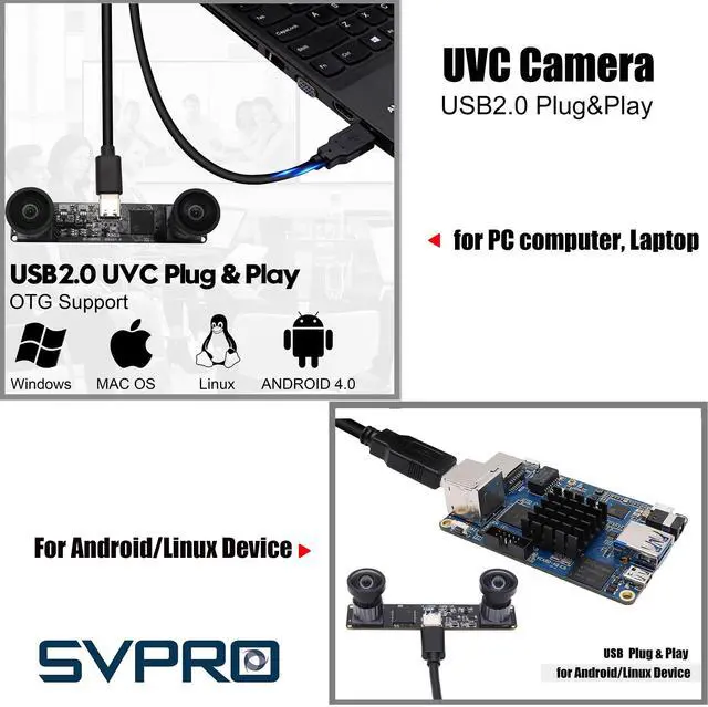 Alt view image 3 of 5 - SVPRO Dual Lens USB Camera Module 1080P 60fps UVC Industrial Camera Board Synchronization Record in Color with Dual M12 Lens,Distortion-Free Wide Angle USB Board Camera for 3D,VR,Biometric Detection