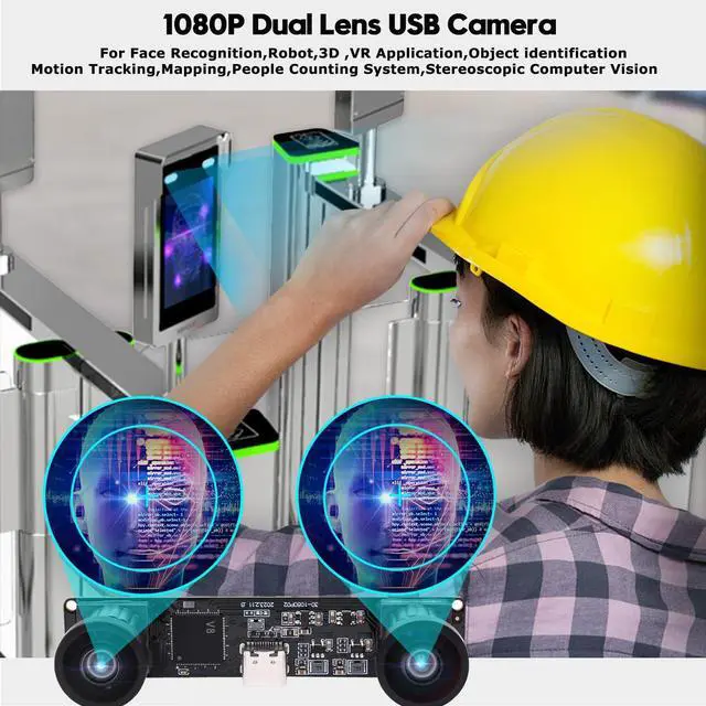 Alt view image 5 of 5 - SVPRO Dual Lens USB Camera Module 1080P 60fps UVC Industrial Camera Board Synchronization Record in Color with Dual M12 Lens,Distortion-Free Wide Angle USB Board Camera for 3D,VR,Biometric Detection