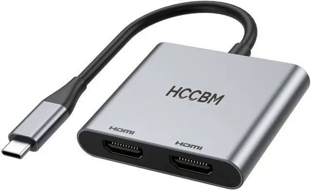 Main image of USB C to Dual HDMI Adapter, Dual Monitors Adapter USB C Hub with 2 HDMI Docking Station 4K @60hz for Laptop HP Dell Surface Thinkpad