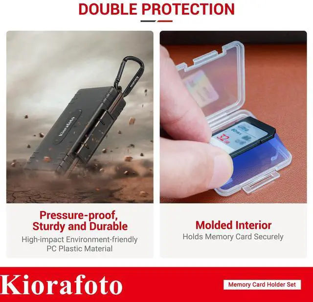 Alt view image 3 of 5 - Dual Protect Memory Card Case with 42 PCS Clear Memory Card Holders for 24 SD SDXC SDHC & 18 TF MSD Cards, Water-Resistant Anti-Shock MicroSD SD Card Storage Carrying Organizer Protector with Labels