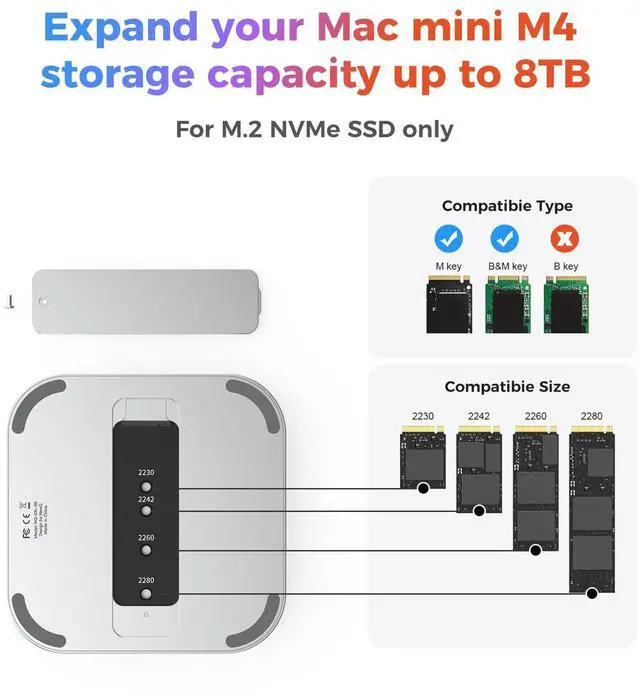 Alt view image 3 of 4 - Mac Mini M4 Dock for Photographers, USB 3.2 10Gbps CFexpress Type B/Type A Card Reader, SD/TF 4.0 Slot, M.2 NVMe SSD Enclosure,10Gbps USB-C, 5Gbps USB-A*2,for Content Creators, Professional Filmmakers