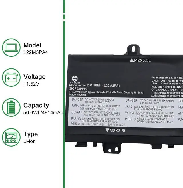 Alt view image 2 of 5 - JIAZIJIA L22M3PA4 Laptop Battery Replacement for Lenovo IdeaPad Slim 5 16ABR8 16IAH8 16IRL8 Series SB11K39354 5B11K39361 L22B3PA4 SB11K39351 5B11K39359 L22L3PA4 SB11K39364 L22C3PA4 11.52V 56.6Wh