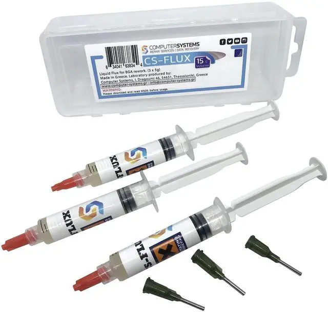 Main image of CS-FLUX reballing Low viscosity Halogen-free liquid flux for BGA component rework reflow 15g . Ideal for VGA GPU repairs