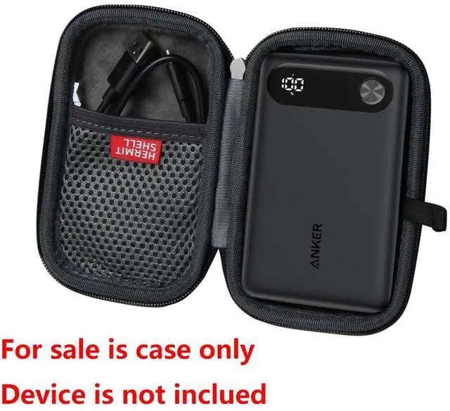 Alt view image 2 of 5 - Hermitshell Hard Travel Case for Anker Power Bank, 10,000mAh Portable Charger with Built-in USB-C Cable and Lanyard (Black)
