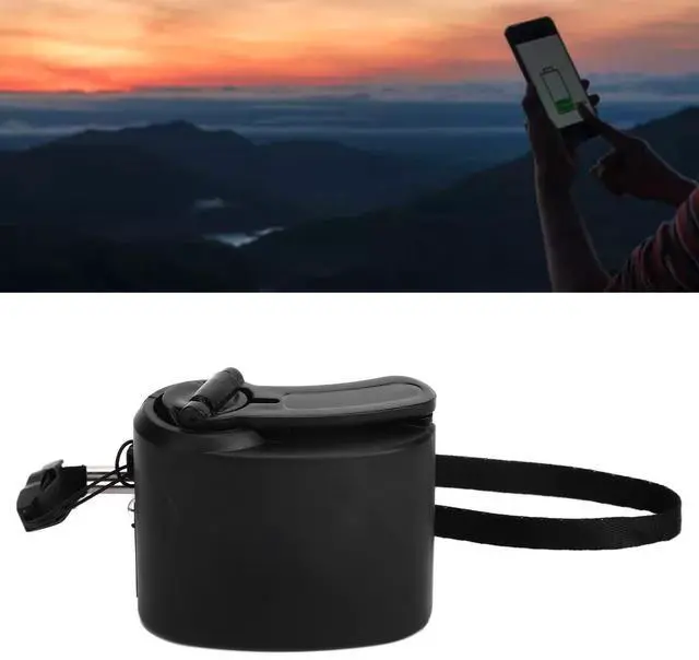 Alt view image 4 of 5 - Cryfokt Mini Manual Hand Crank Generator Phone Charger, 5V Output Portable Emergency Hand Power with LED Light, USB Charging Emergency Dynamotor for Outdoor, Hiking, Camping, Outage(Black)