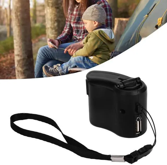 Alt view image 5 of 5 - Cryfokt Mini Manual Hand Crank Generator Phone Charger, 5V Output Portable Emergency Hand Power with LED Light, USB Charging Emergency Dynamotor for Outdoor, Hiking, Camping, Outage(Black)