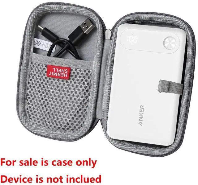 Alt view image 2 of 5 - Hermitshell Hard Travel Case for Anker Power Bank, 10,000mAh Portable Charger with Built-in USB-C Cable and Lanyard (Gray)
