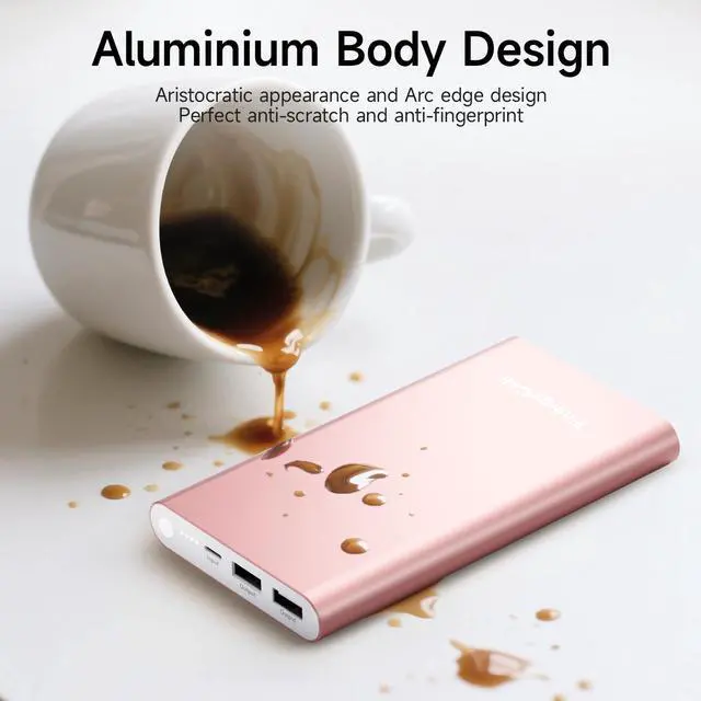 Alt view image 4 of 5 - EnergyCell Pilot 4GS Portable Charger 12000mAh Fast Charging Power Bank Dual 3A High-Speed Output Battery Pack Compatible with iPhone 16 15 14 13 12 11 and More(Comes with a Lightning Cable(Rose Gold)