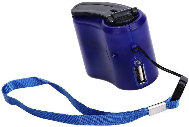 Alt view image 5 of 5 - Hand Crank USB Phone Charger for Outdoor Activities - Portable Emergency Manual Charger (Blue)